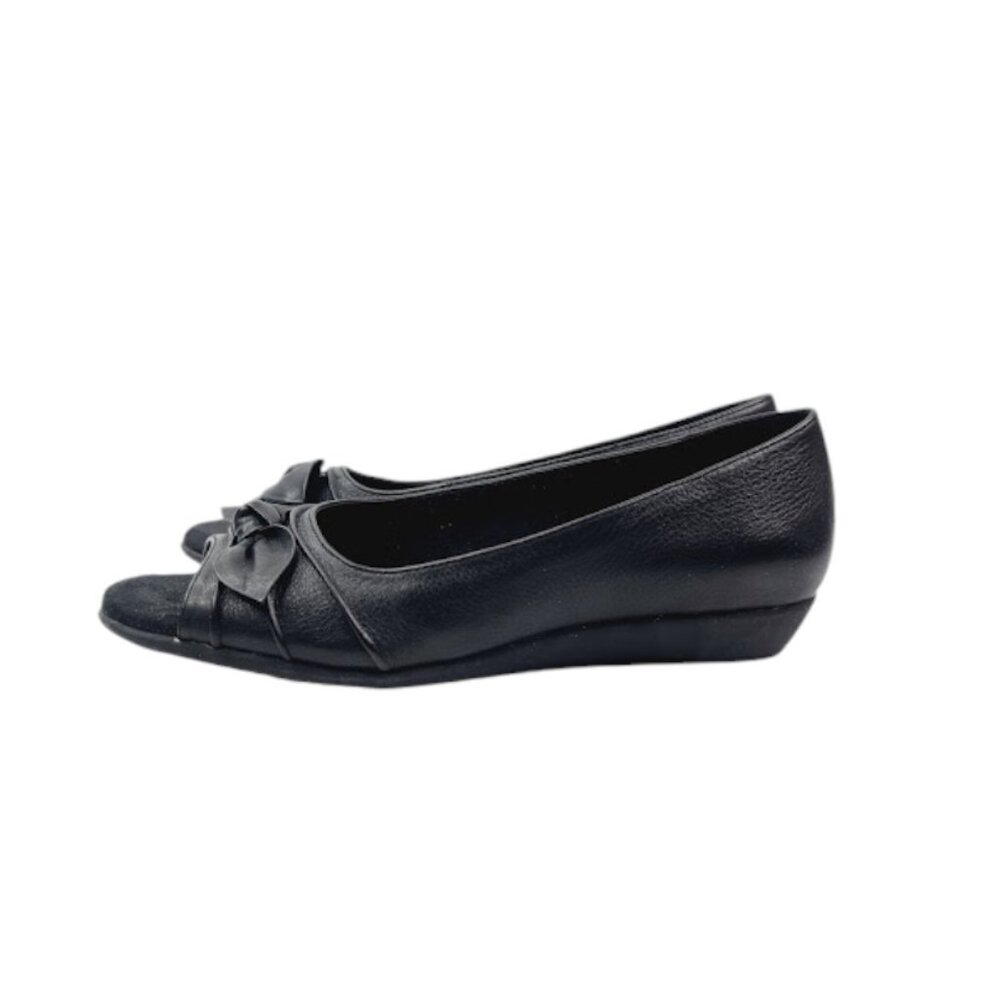 Aerosoles Women's Black Open Front Bow Slip-On Ballet Flat Size US 9.5